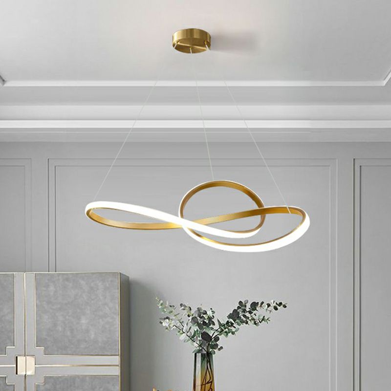 Note de musique LED Chandelier Minimaliste Métal Metal Gold Finition Hanging Light pour le salon