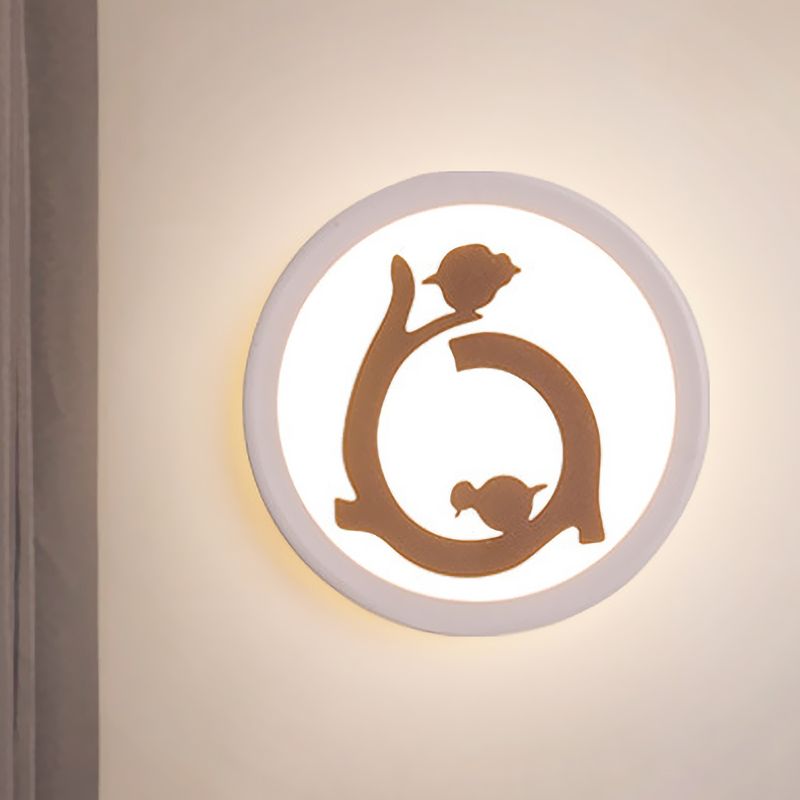 CONDITION MUR ROND ACRYLIQUE CONCE NORDIQUE LED MURAL LED avec silhouette d'oiseau