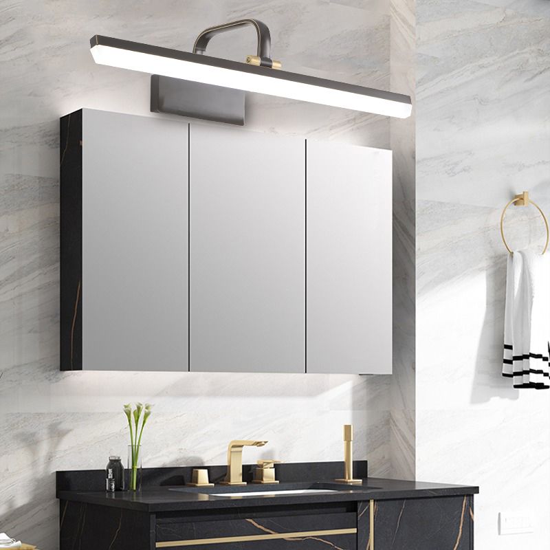 Linear Shade Metal Wall Sconce Modern Style 1 Light Mirror Wall Mounted Light in Black