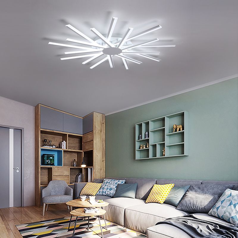 Line Shape LED Ceiling Lamp Modern Iron Flush Mount for Living Room Bedroom