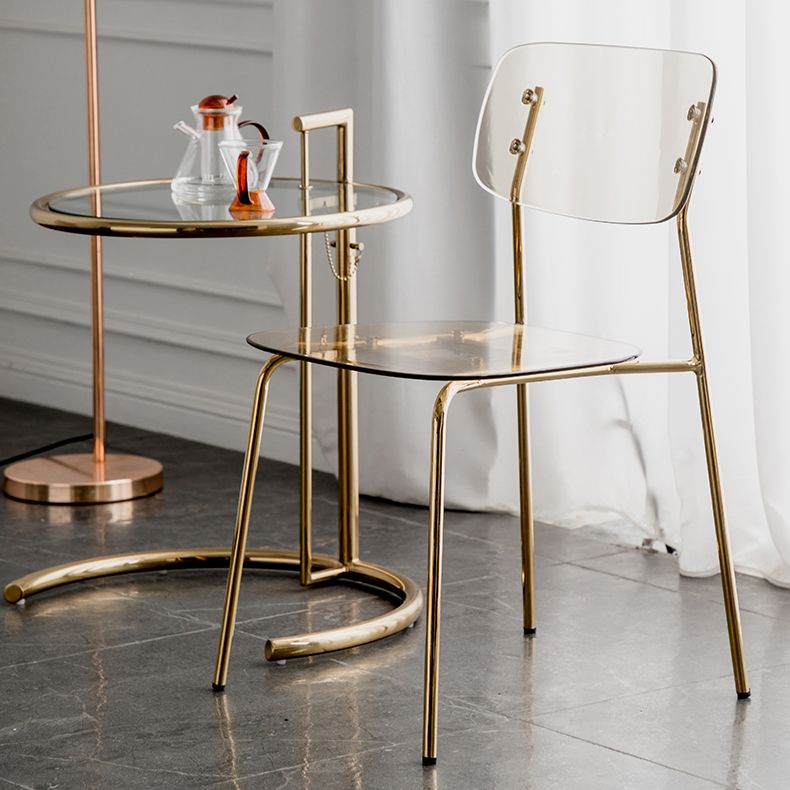Glam Style Plastic Dining Armless Chairs Stacking Open Back Dining Chair