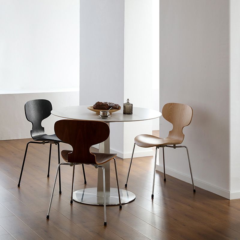 Silla de comedor de metal moderno, silla lateral de comedor de madera para uso en restaurantes