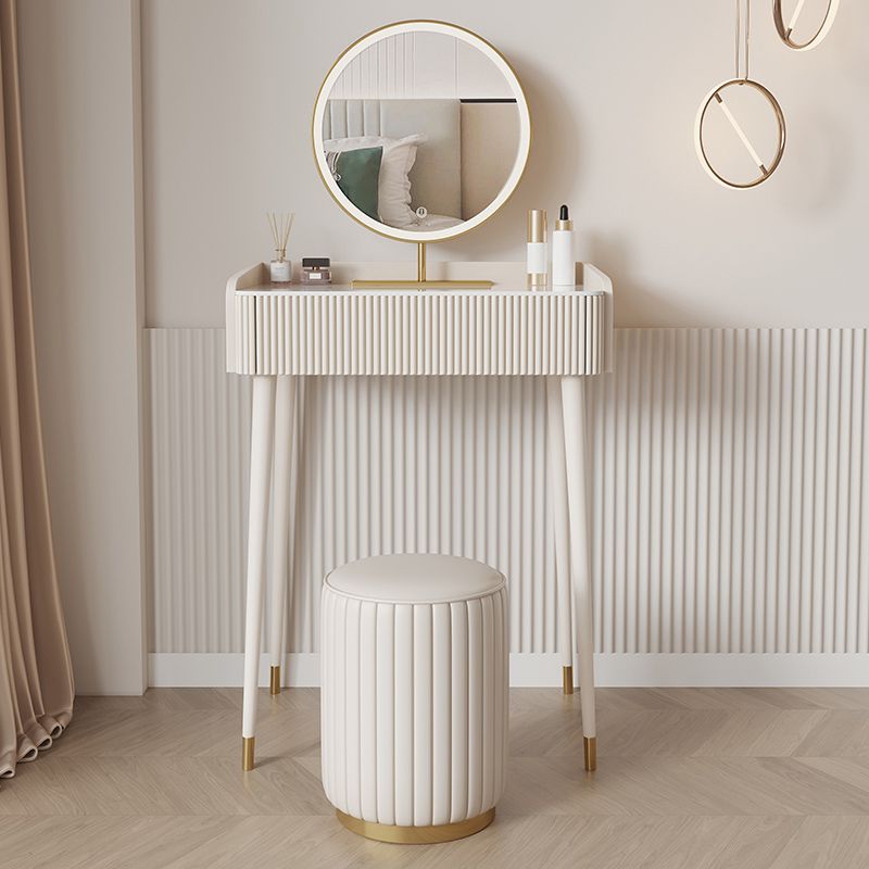 Stool Slate Vanity Table White Vanity Set with Lights Mirror