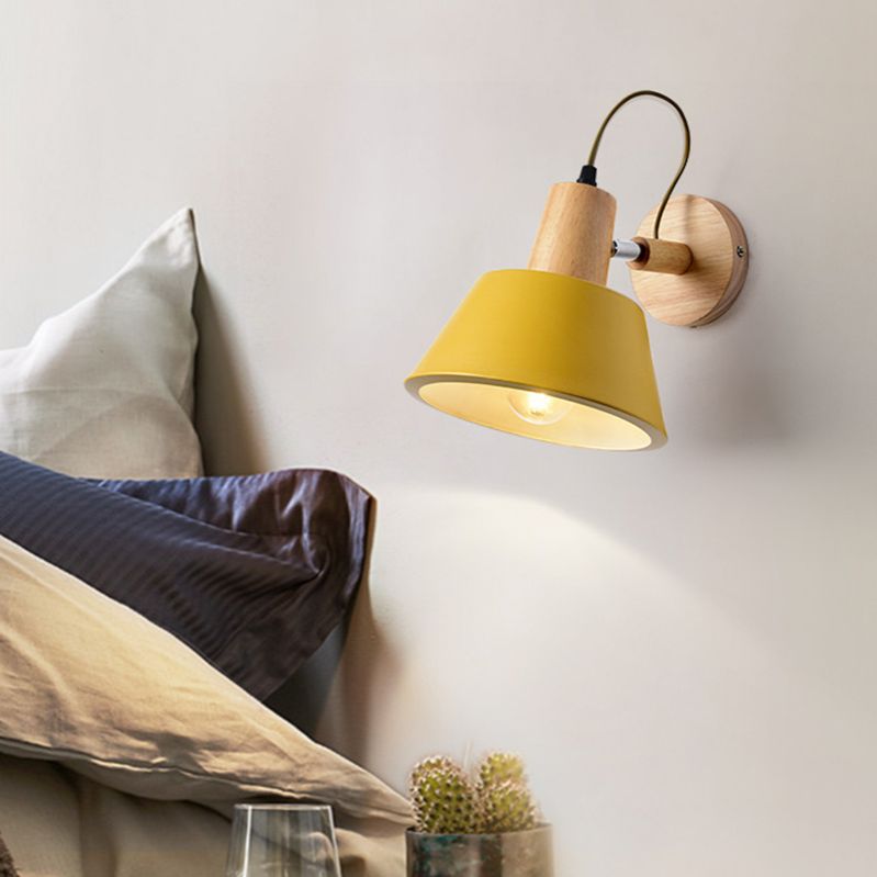 Nordic Style Wall Light Geometry Rotatable Colorful Wall Lamp with Iron Shade for Bedroom
