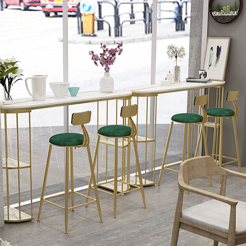 Gold Metal Pub Table Stone Top Industrial Bar Table with Storages