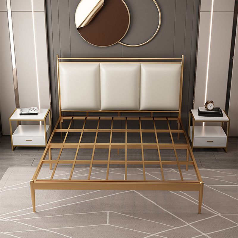 Contemporary Style Bed Frame Plaid Standard Bed with Headboard