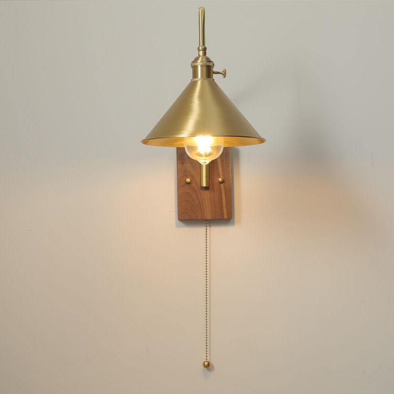 Cone Shape Metal Wall Light Modern Style 1 Light Wall Light Sconce in Gold