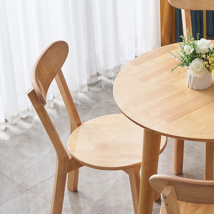 Solid Wood Top Dining Table Round Contemporary Table with 4 Legs