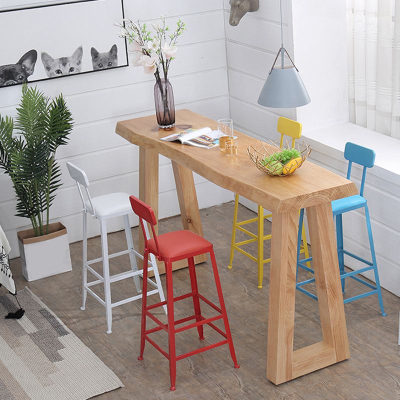 Modern 41.3"H Bar Table Rectangular Solid Wood Bistro Pub Table