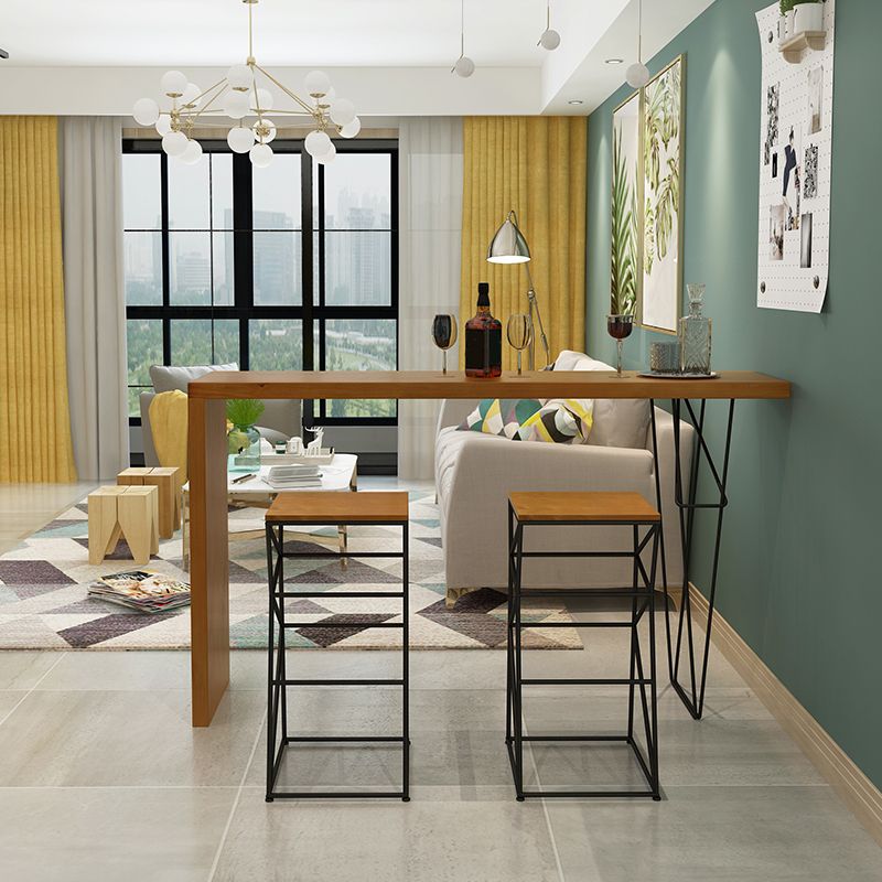 Industrial Rectangle Bistro Bar Desk Pine Solid Wood Bar Dining Table for Indoor