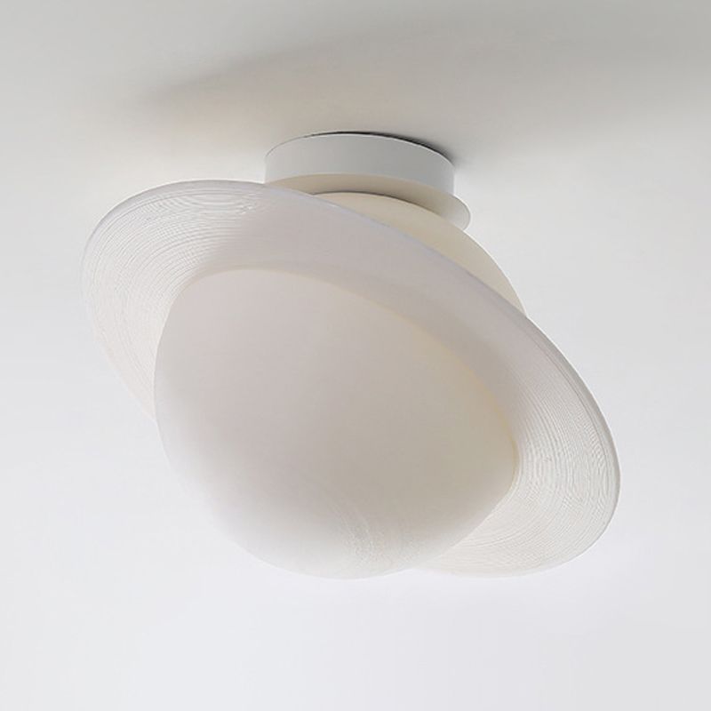 Sphere Shape Flush Lights Modern Style Plastic 1 Light Flush Mount Fixture in White
