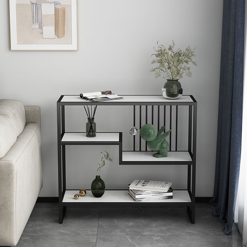 Modern Style Etagere Bookcase Open Back Metal Home Bookshelf