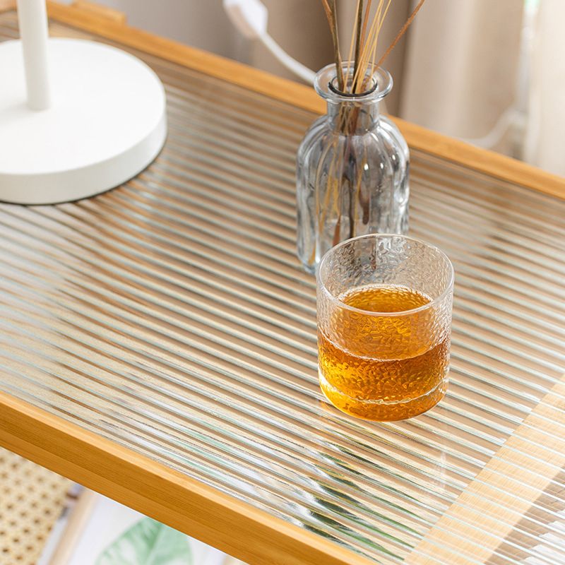 20.94" Tall Sled Side Table Asian Natural Side End Snack Table with Shelf