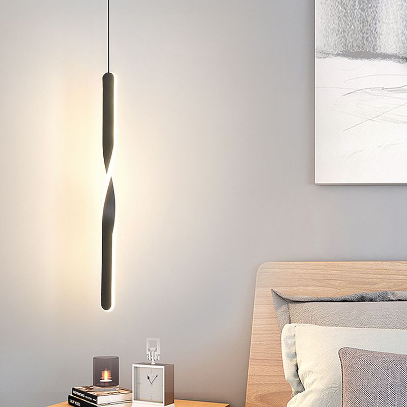 Contemporary Style Long Strip LED Hanging Light 23.6" H Acrylic + Metal Simplicity Pendant Lamp for Bedroom