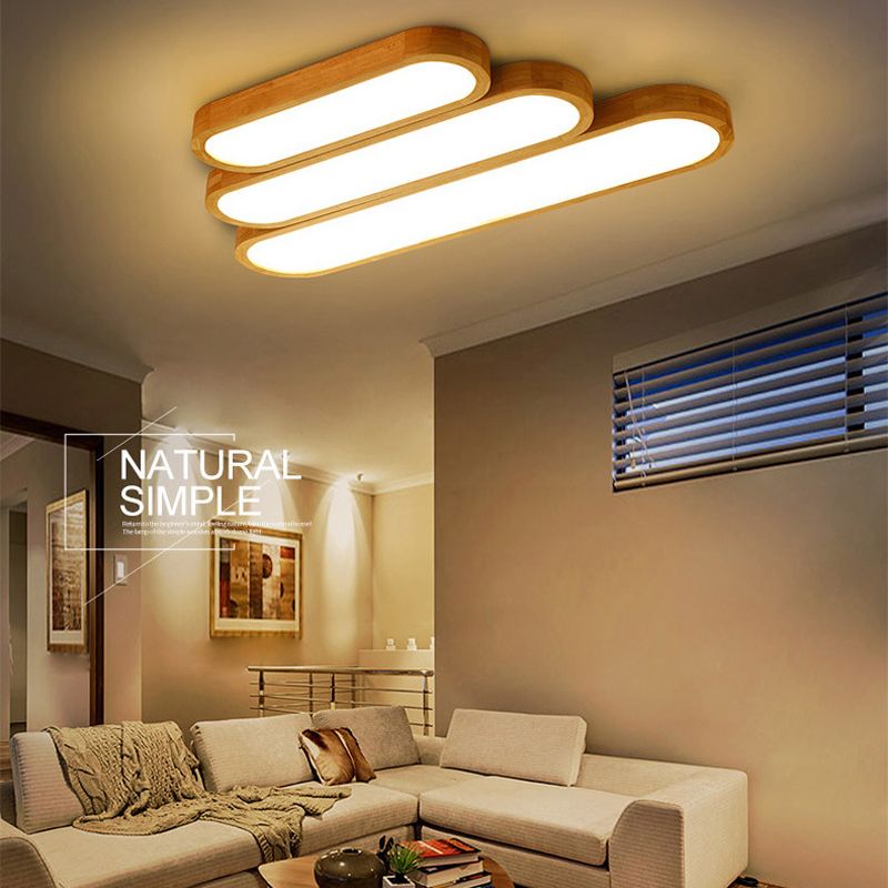 Modern Linear Flush Mount Ceiling Light Fixture Wood Flush Chandelier