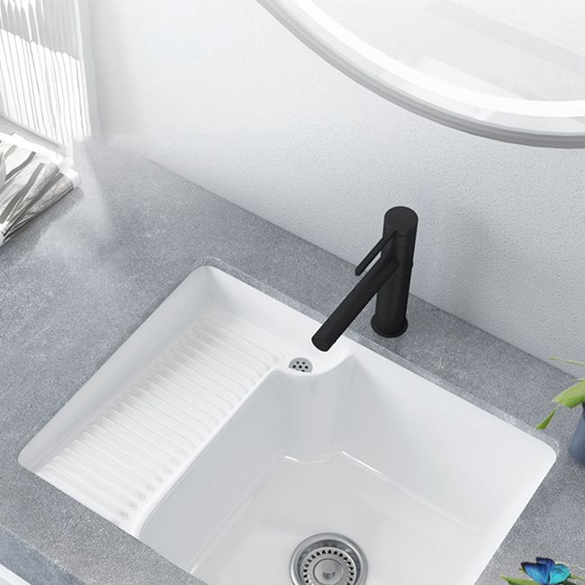 Classic Porcelain Bathroom Sink Rectangular Trough Sink with Washboard