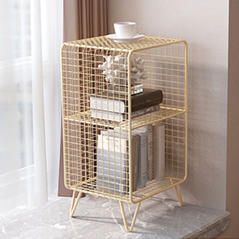 Modern Metal Bookshelf Standard Vertical Closed Back Bookcase in Burnish