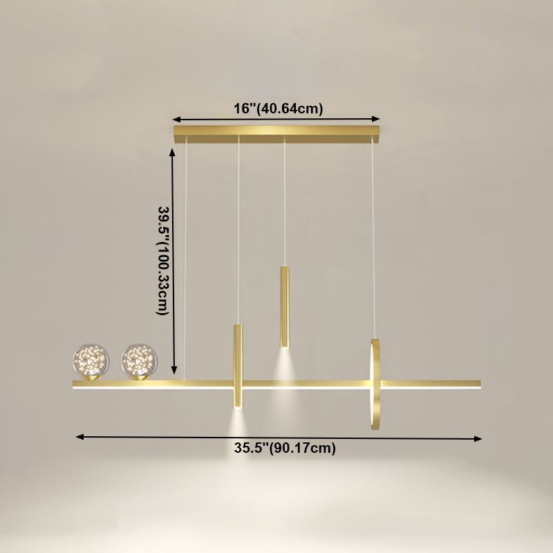 Luz de colgante geométrico de iluminación contemporánea de metal iluminación de la isla de cocina