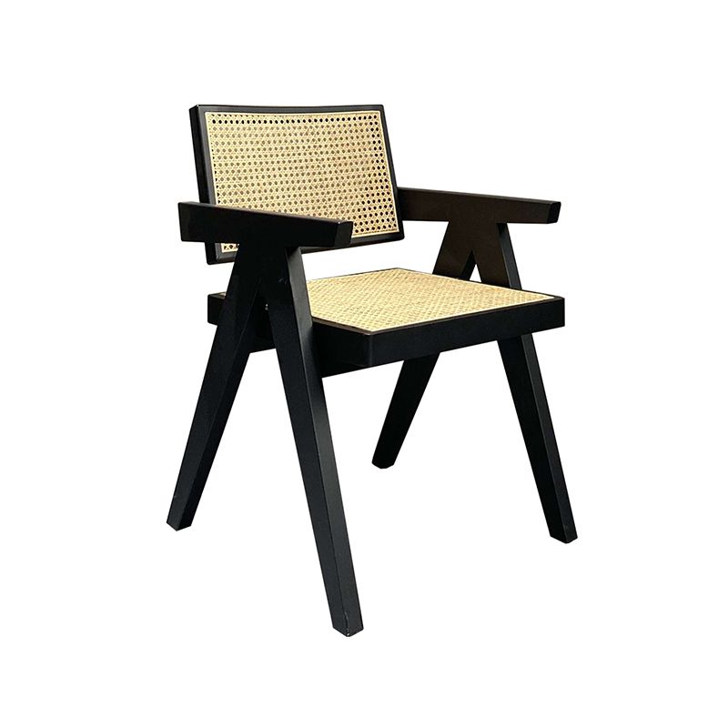 Wood Arms Included Chair Woven Back Lounge Chair for Living Room
