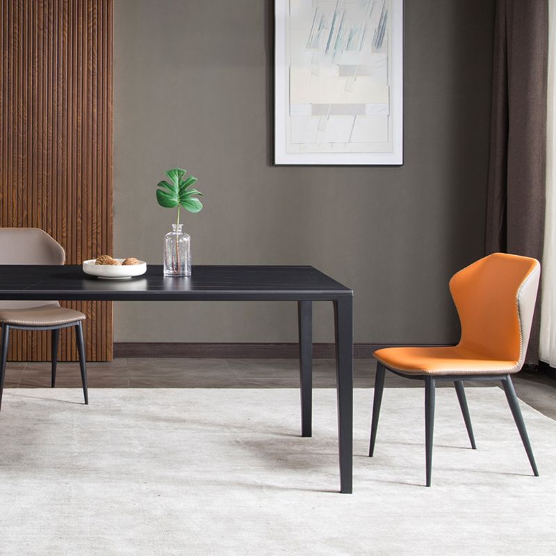 Sillas de comedor de piel sintética de estilo industrial Silla lateral con respaldo lateral