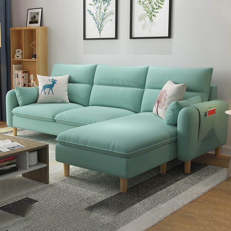 Scandinavian 30.7 " H Linen Square Arm Sofa & Chaise for Apartment