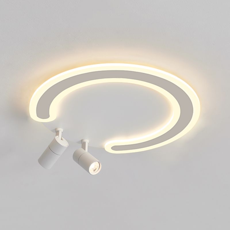 Plafonnier LED blanc avec spots, luminaire décoratif de plafond, idéal pour le salon
