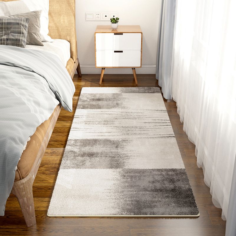 Grey Modern Carpet Geometric Pattern Polyester Area Rug Anti-Slip Area Rug for Bedroom