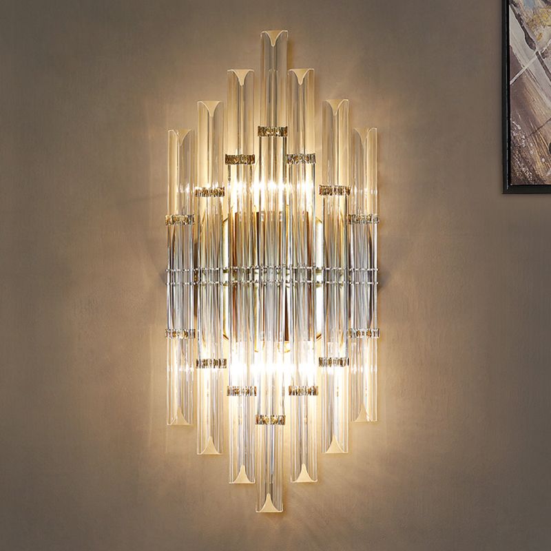 Unique Shade Crystal Wall Sconce Modern Style 2 Lights Wall Mount Lighting in Gold