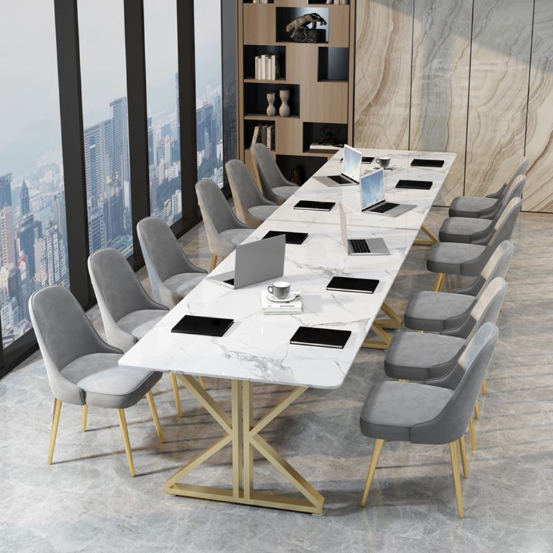 Metal Modern Style Dining Table Sintered Stone Top Table for Dining Room