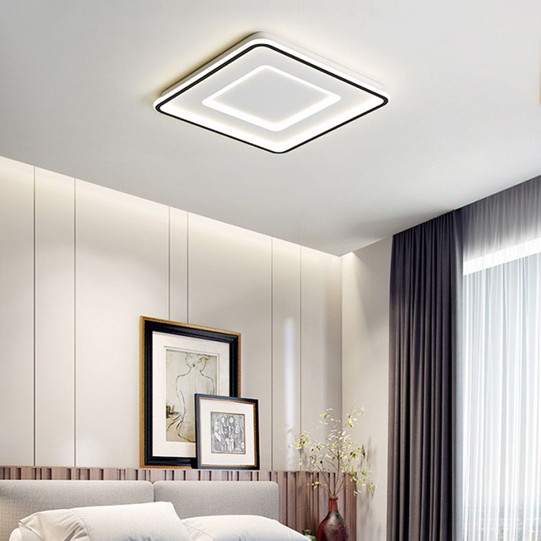 Luminaire de plafond encastré carré contemporain en métal pour chambre à coucher
