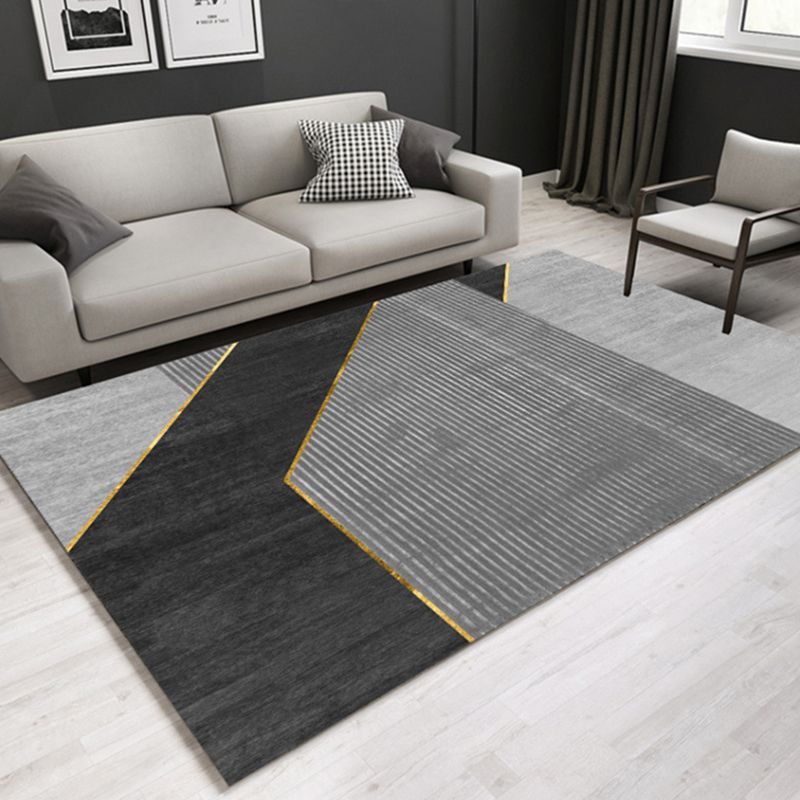 Minimal Multi-Color Geometric Rug Synthetics Contemporary Carpet Machine Washable Pet Friendly Anti-Slip Backing Rug for Great Room