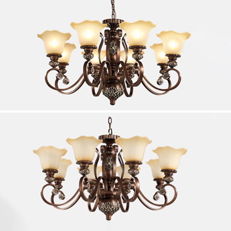 Bell Frosted Glass Chandelier Pendant Light Vintage Living Room Suspended Lighting Fixture