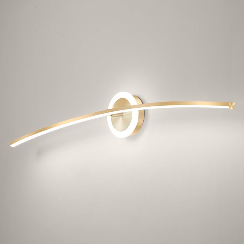Linear Shape Metal Wall Light Modern Style 2 Lights Mirror Wall Mount Light