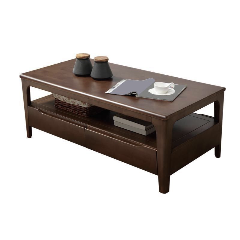 Nordic Style Square/rectangular 4 Legs Base Wooden Table with Storage Rack Coffee Table