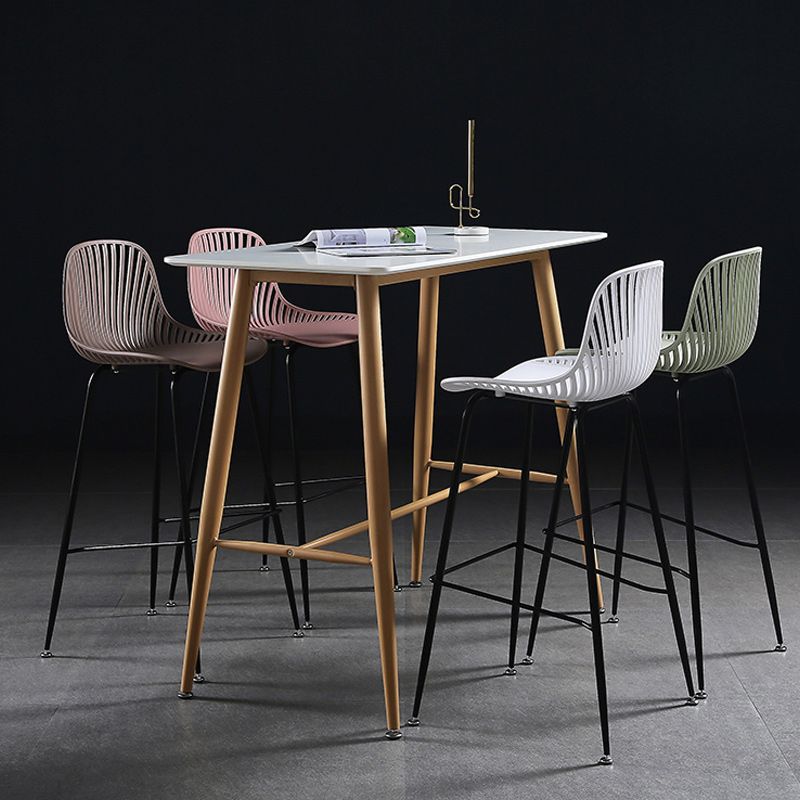 41" Height Backrest Armless Counter Stool Modern Iron Bar Stool with Plastic Cushion