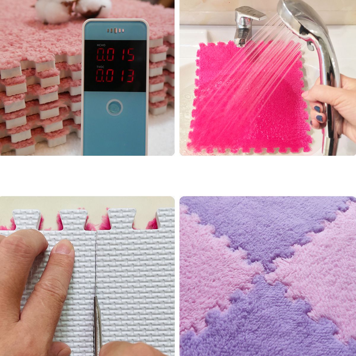 Modern Carpet Floor Tile Interlocking Plush Cut Non-Skid Tiles and Carpet