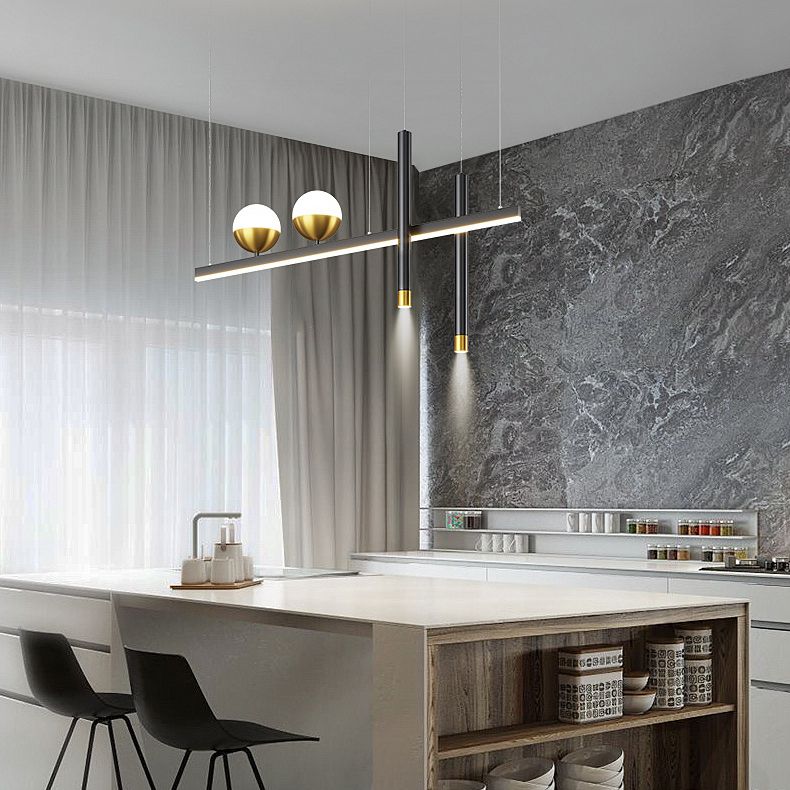 Modern Hanging Ceiling Light 5 Light Pendant Lighting Fixtures in Black Finish