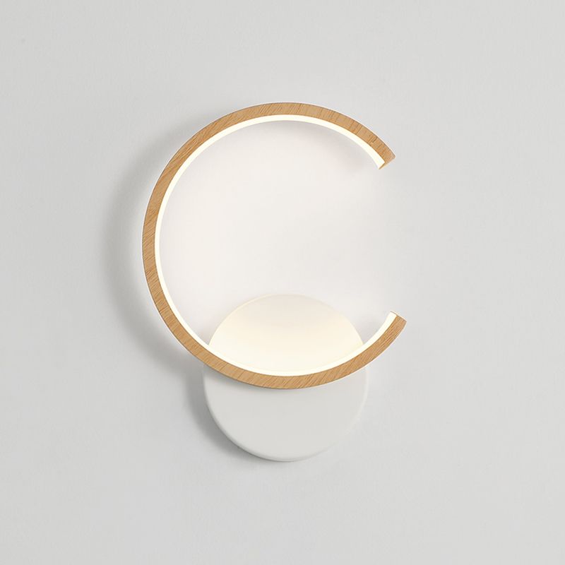 Modern Simple Wall Light Circle Shape Wood Grain Wall Lamp for Living Room