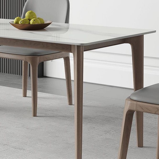 Simplicity Furniture Rectangle Stone Dining Room Table in White