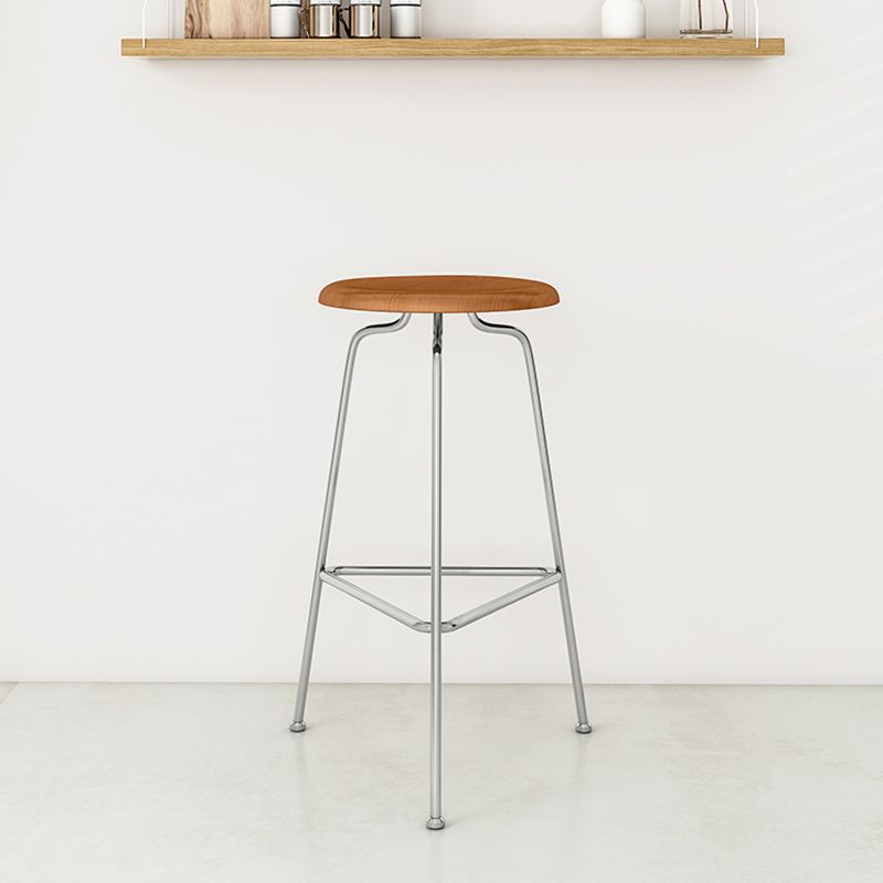 Modern Armless Backless Counter Stool Oak Wood Bar Stool with Pedal for Cafe