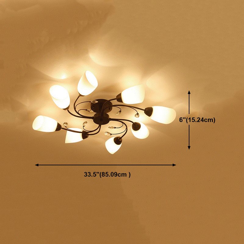 Multi Lights Ceiling Mount Light Minimalist Flush Mount Ceiling Light with Glass Shade