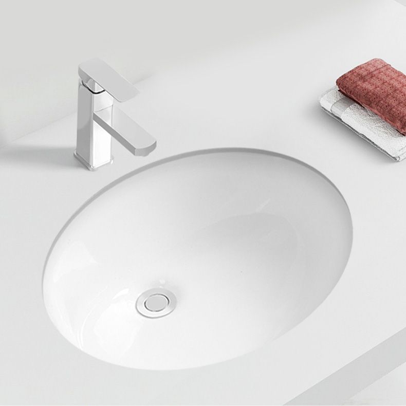 Contemporary Round Wash Stand Ceramic Undermount Bathroom Sink