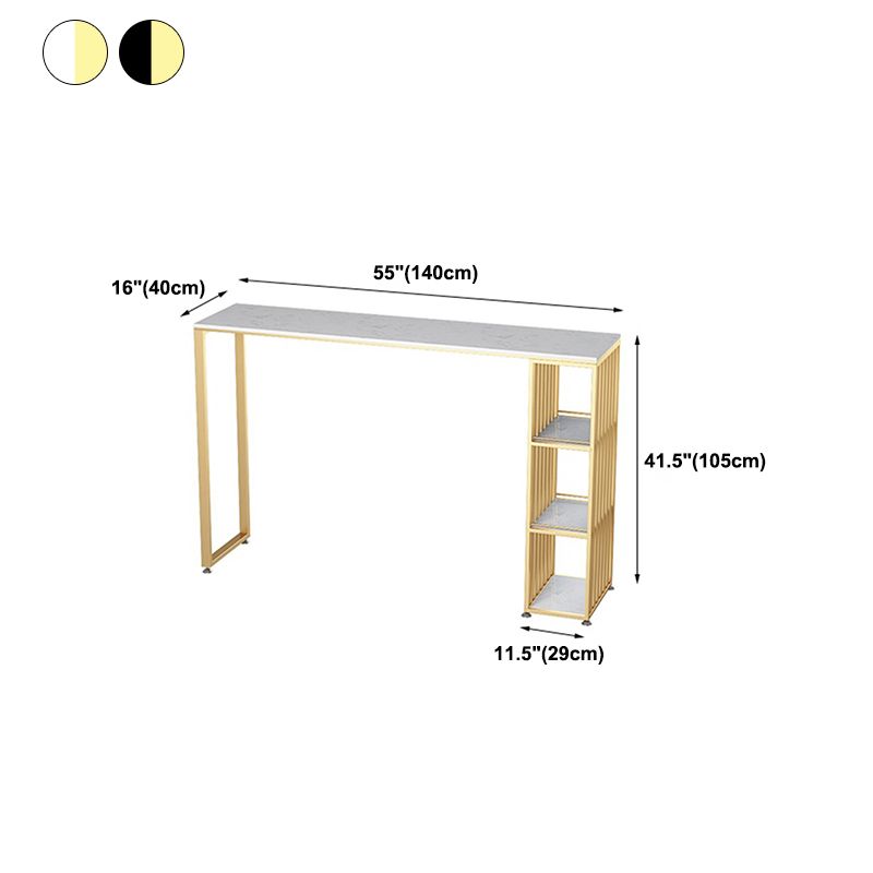 Rectangle Pub Table Bar Height Glam Bar Table with Stone Top