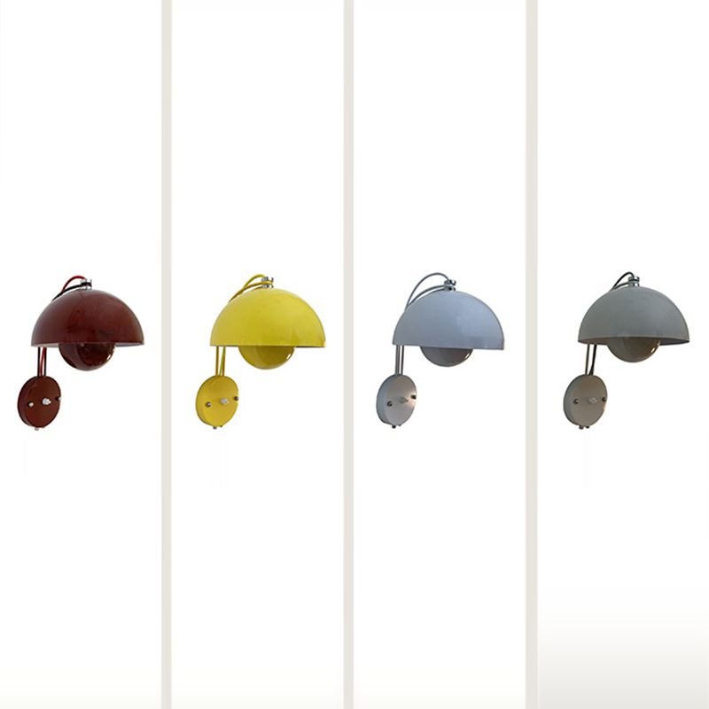 1-Light Wall Lamp Macaron Style Wall Mount Lamp with Metal Shade for Aisle