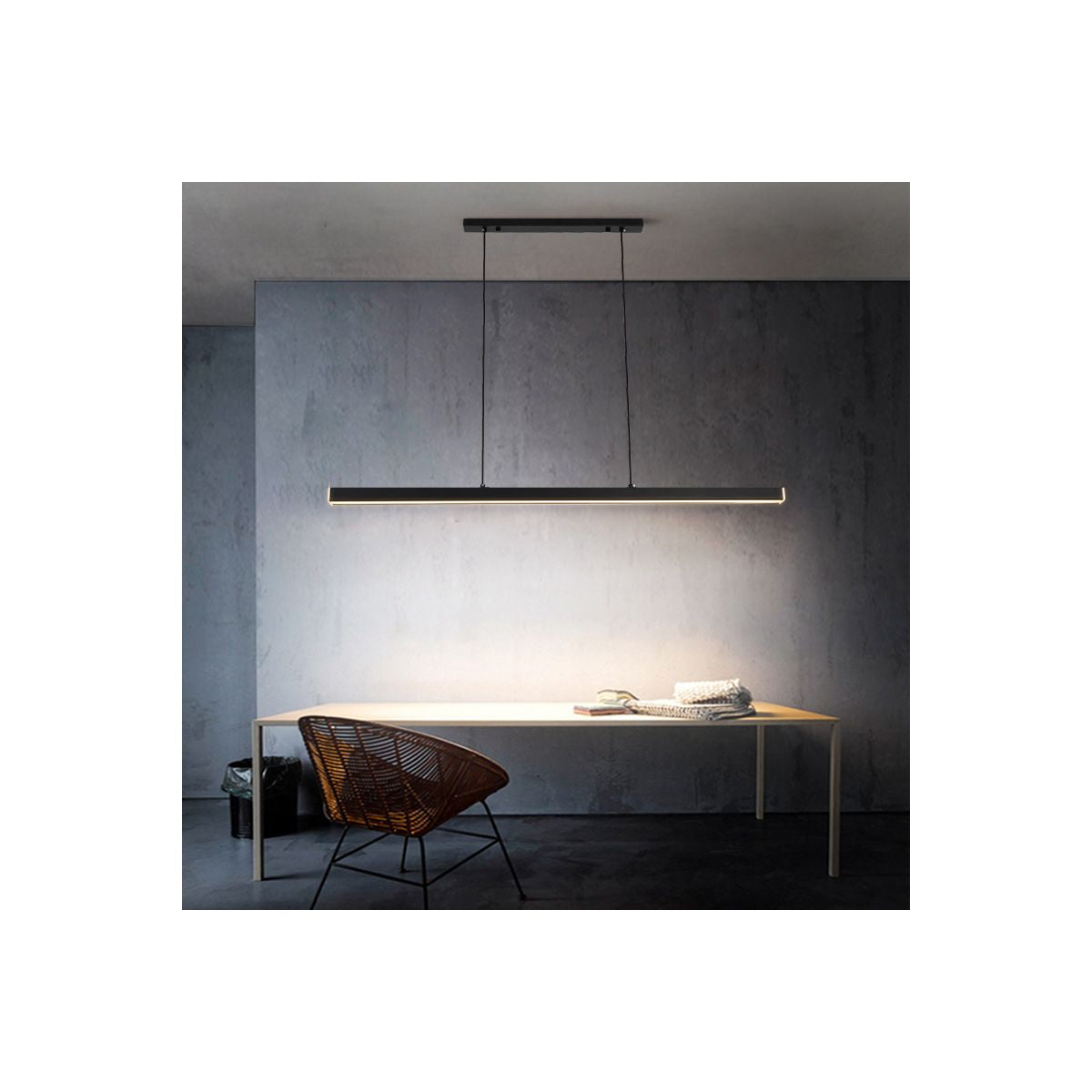 Minimalist Linear Island Pendant Lighting, 1-Light Acrylic Hanging Light for Kitchen Island