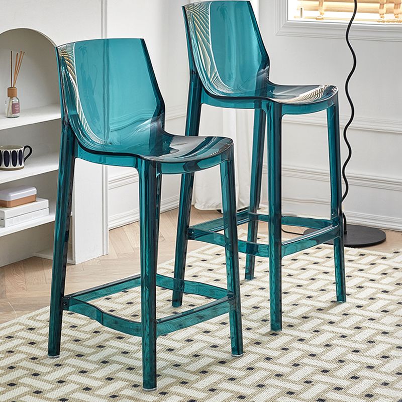 Contemporary Acrylic Backrest Counter High Stool with 4 Legs
