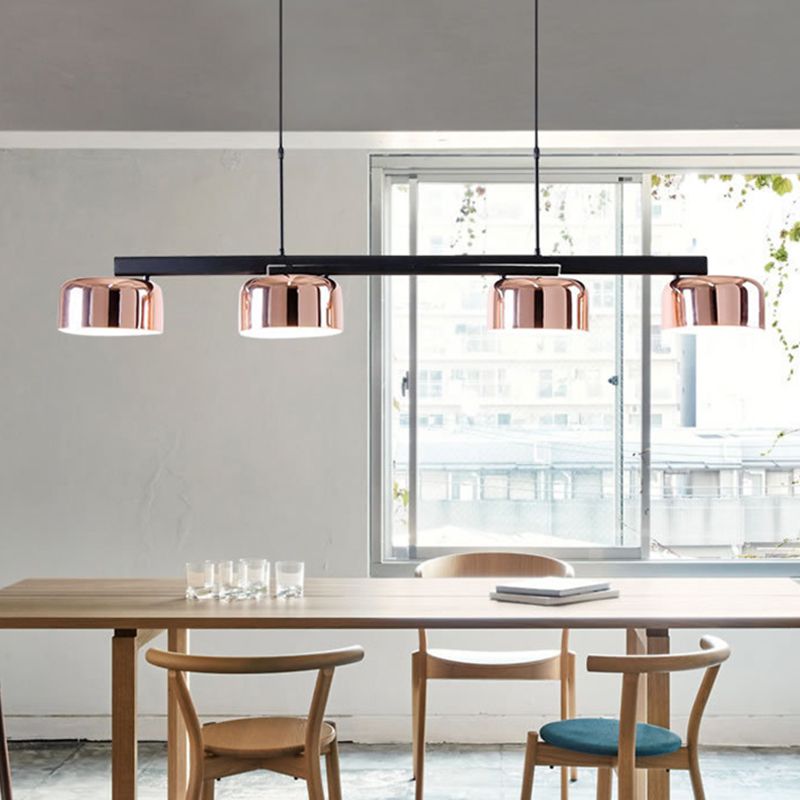Linear Shape Pendant Light Modern Style Metal 4 Lights Island Lamps in Gold