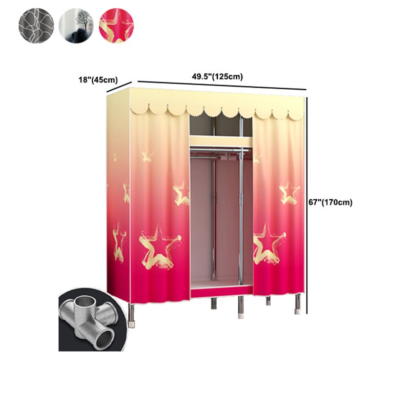Modern Style Wardrobe Metal 2 Shelves Wardrobe Closet for Bedroom