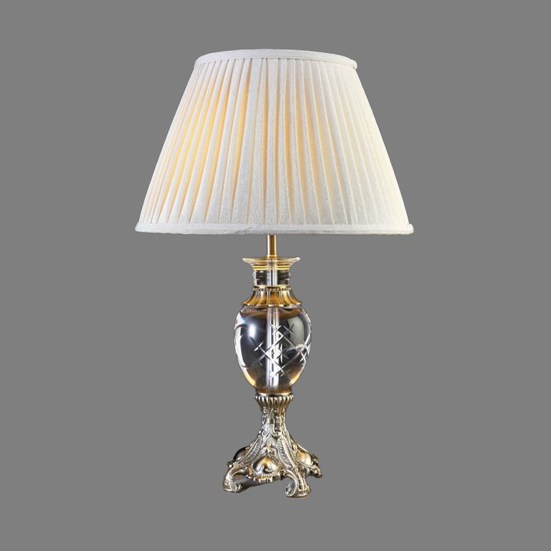 1 tête de salon de bureau lampe moderniste de table gris lumière avec une teinte en tissu plissé