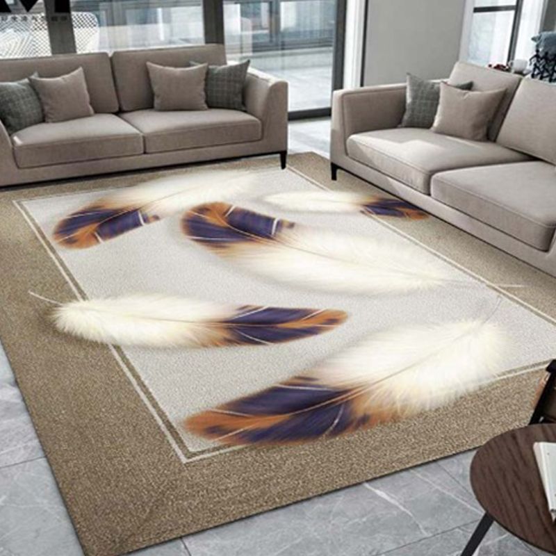 Multi Colored Plant Print Rug Polypropylene Simplicity Carpet Non-Slip Pet Friendly Indoor Rug for Living Room